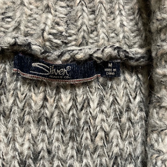 Silver jeans cozy grey open front cardigan chunky knit ombré with pockets - Picture 2 of 4